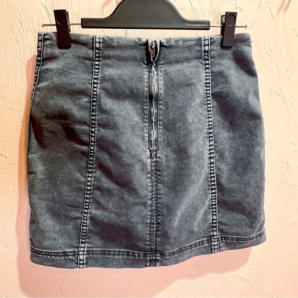 Free People Modern Femme Printed Faded Gray Stretch Mini Skirt Womens 6 - Picture 3 of 8